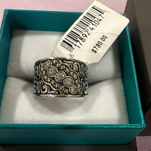 Effy Intricate Silver Ring with White Accents 7 - Picture 2 of 5